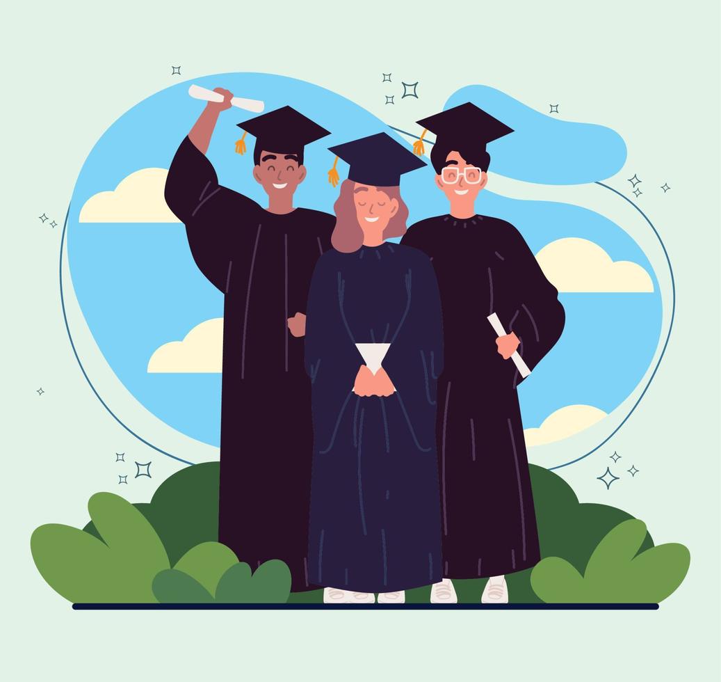 estudiantes universitarios graduados vector