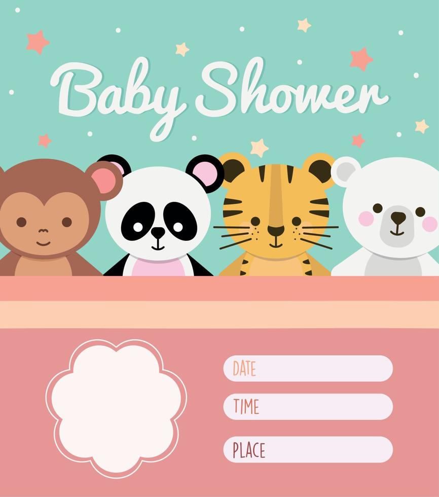 baby shower little animals vector