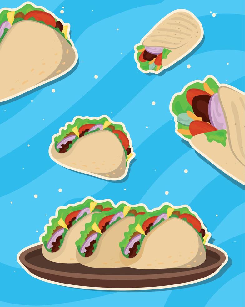 mexican food tacos vector