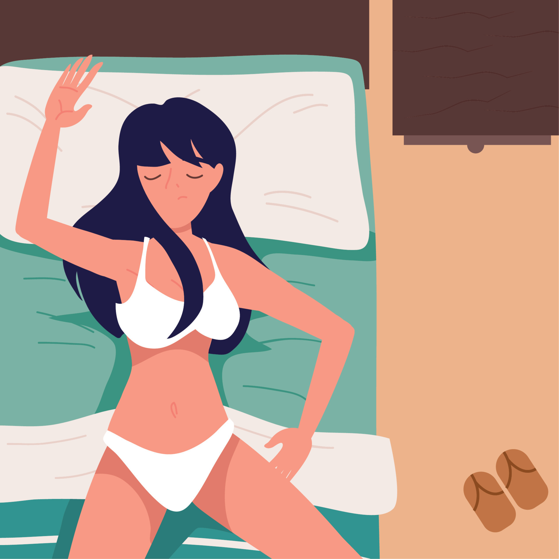 woman sleeping in underwear 11130579 Vector Art at Vecteezy