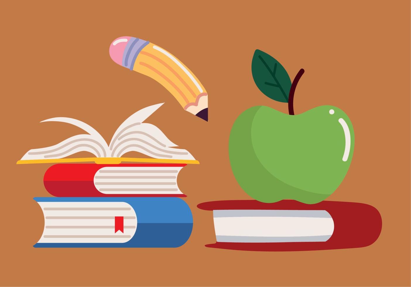 school books and pencil vector