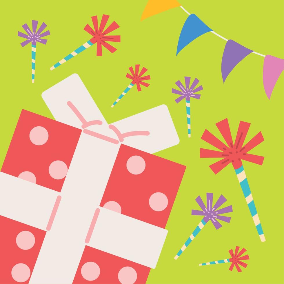 gift box and bunting vector