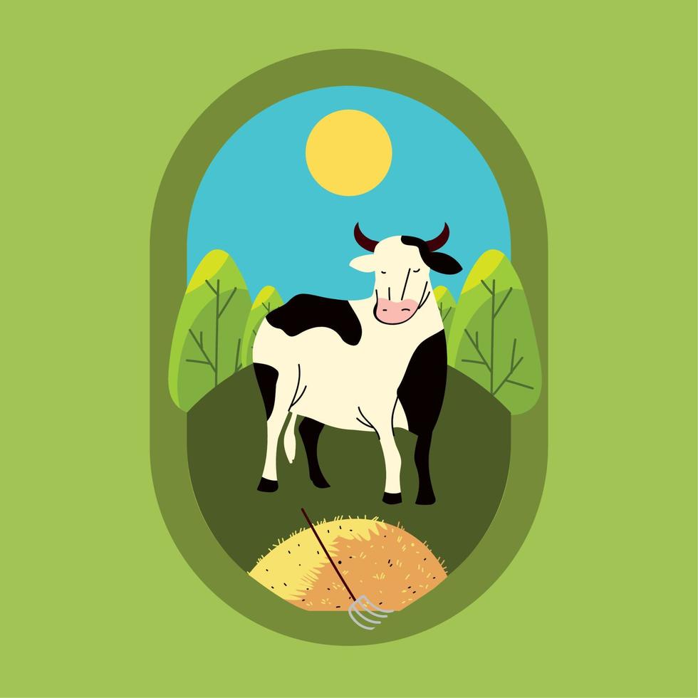 etiqueta rural, vaca vector