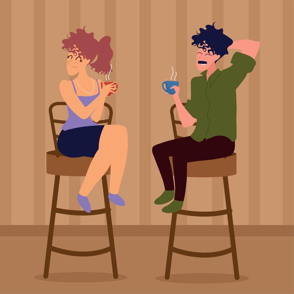 friends drink a coffee vector