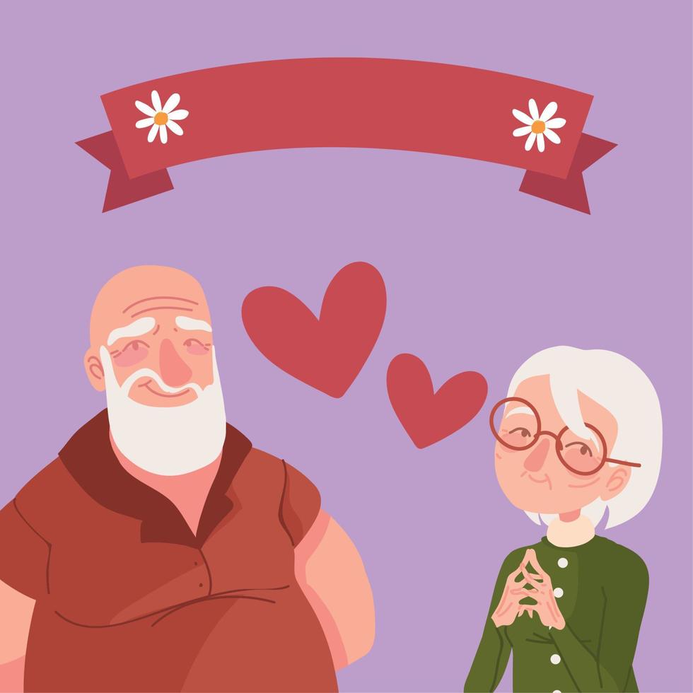 adorable pareja de abuelos vector