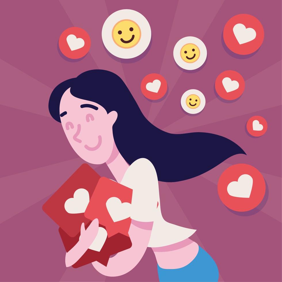 girl addicted social media vector