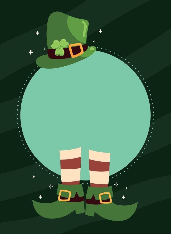 st patricks, leprechaun legs and hat vector