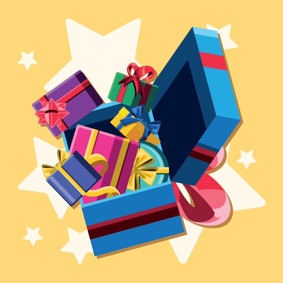 bundle gift boxes vector