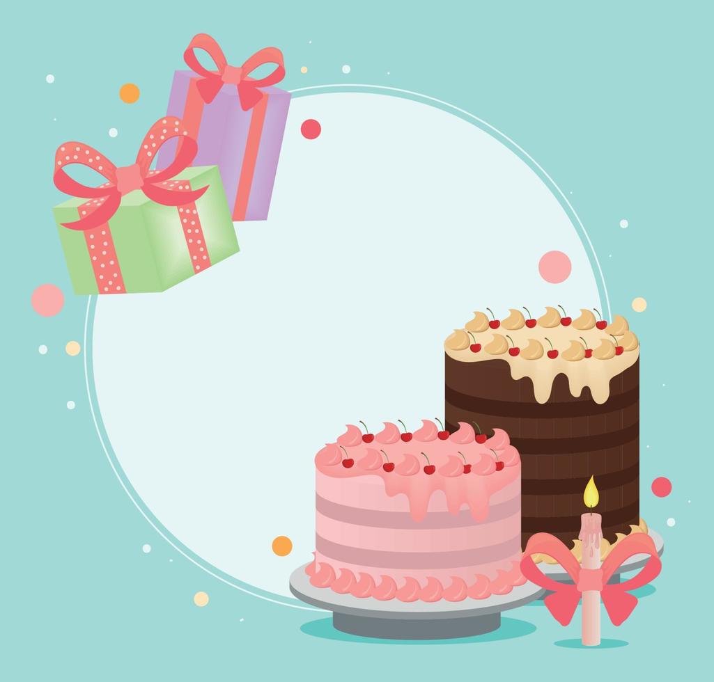 birthday sweet cakes vector