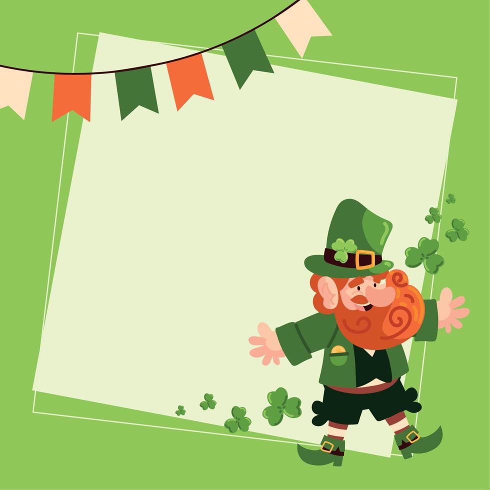 st patricks day leprechaun with clover vector