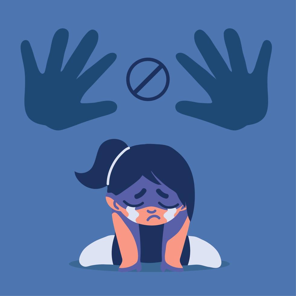 crying girl victim child abuse vector