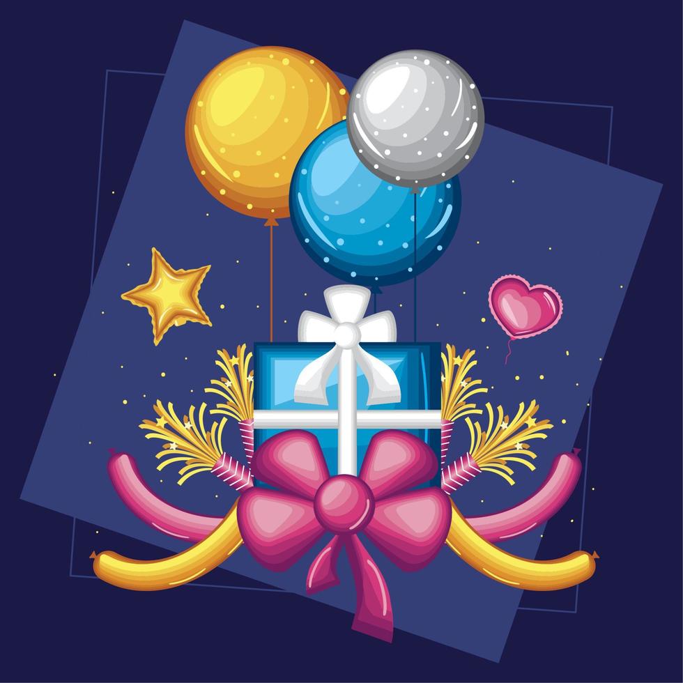 birthday gift balloon and bow vector