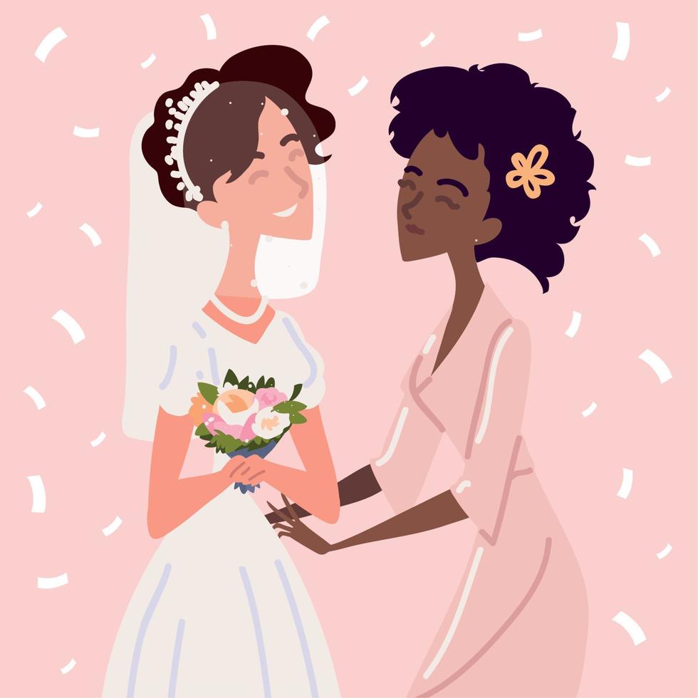 bride and bridesmaid portrait vector