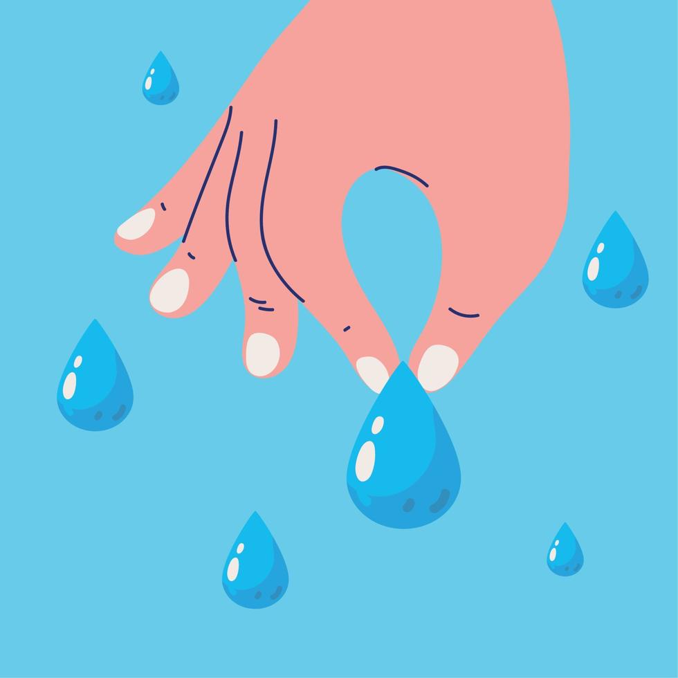 hand with water drops vector