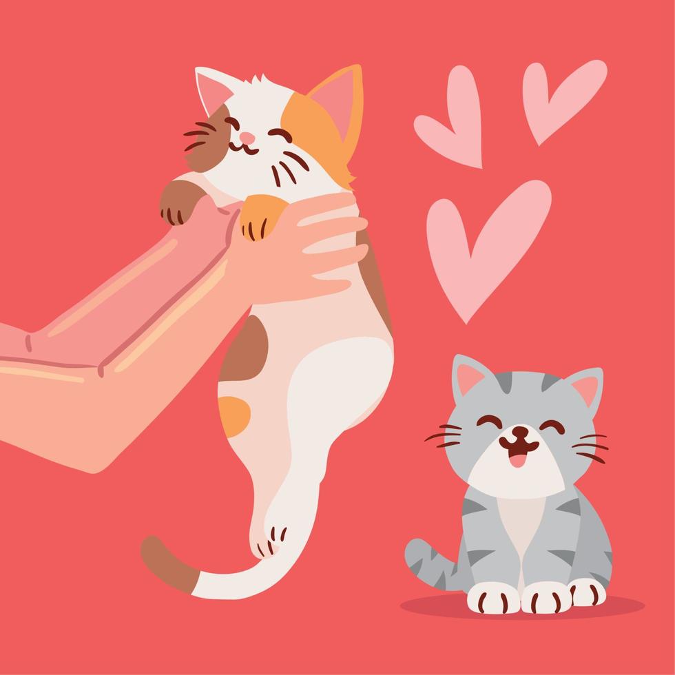 hands carrying a cat vector