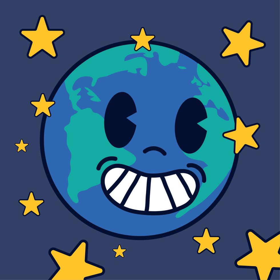 cartoon planet retro vector
