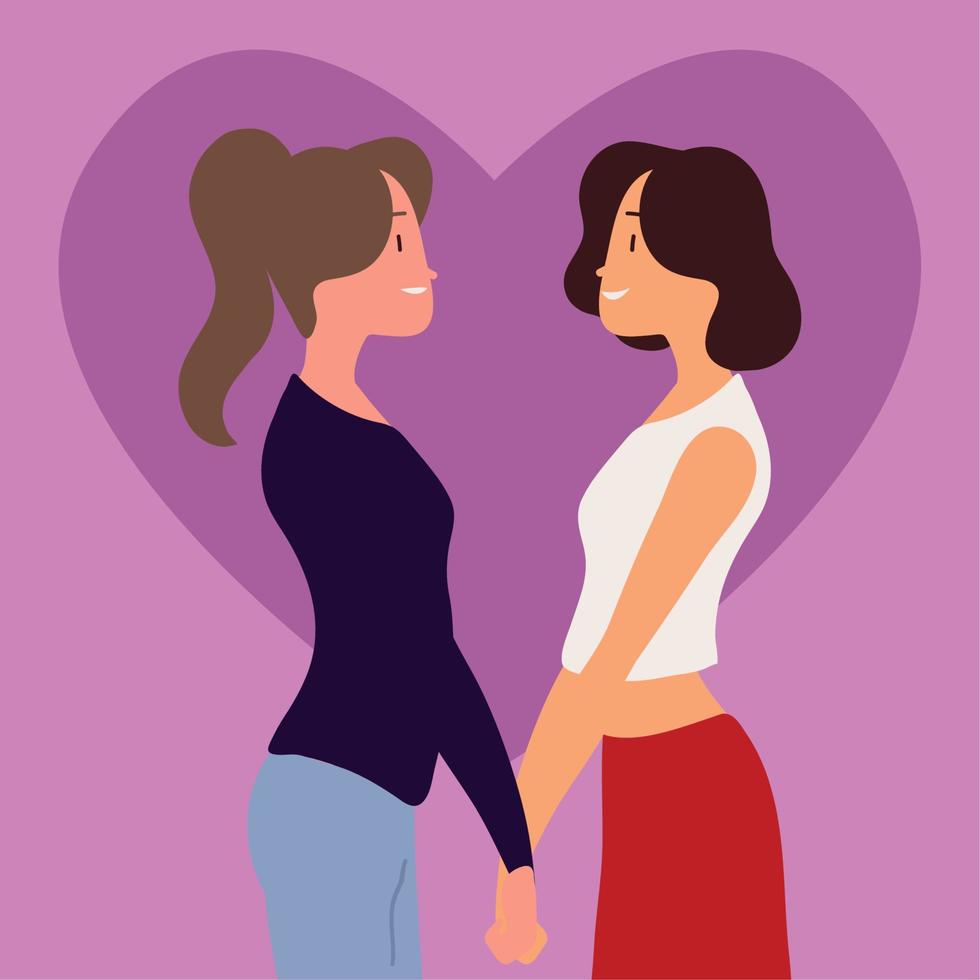 lesbians couple in heart vector