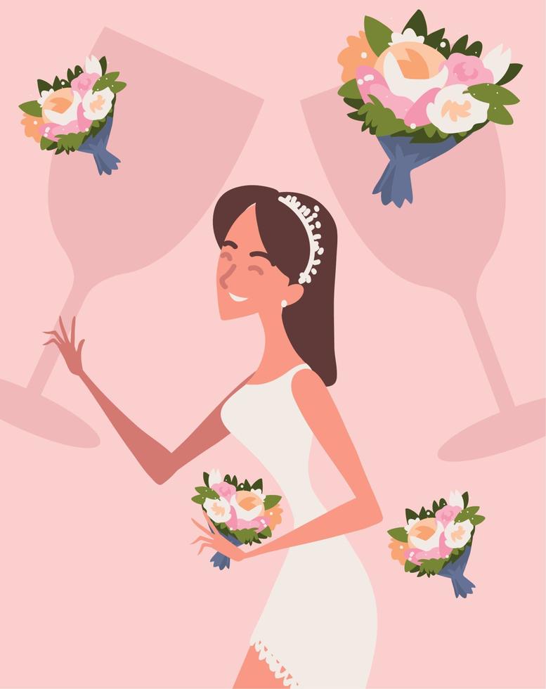 smiling wedding bridesmaid vector