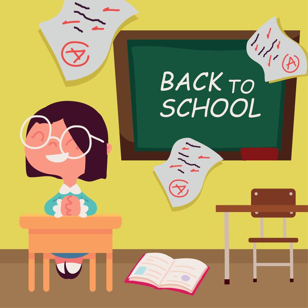 back to school female student vector
