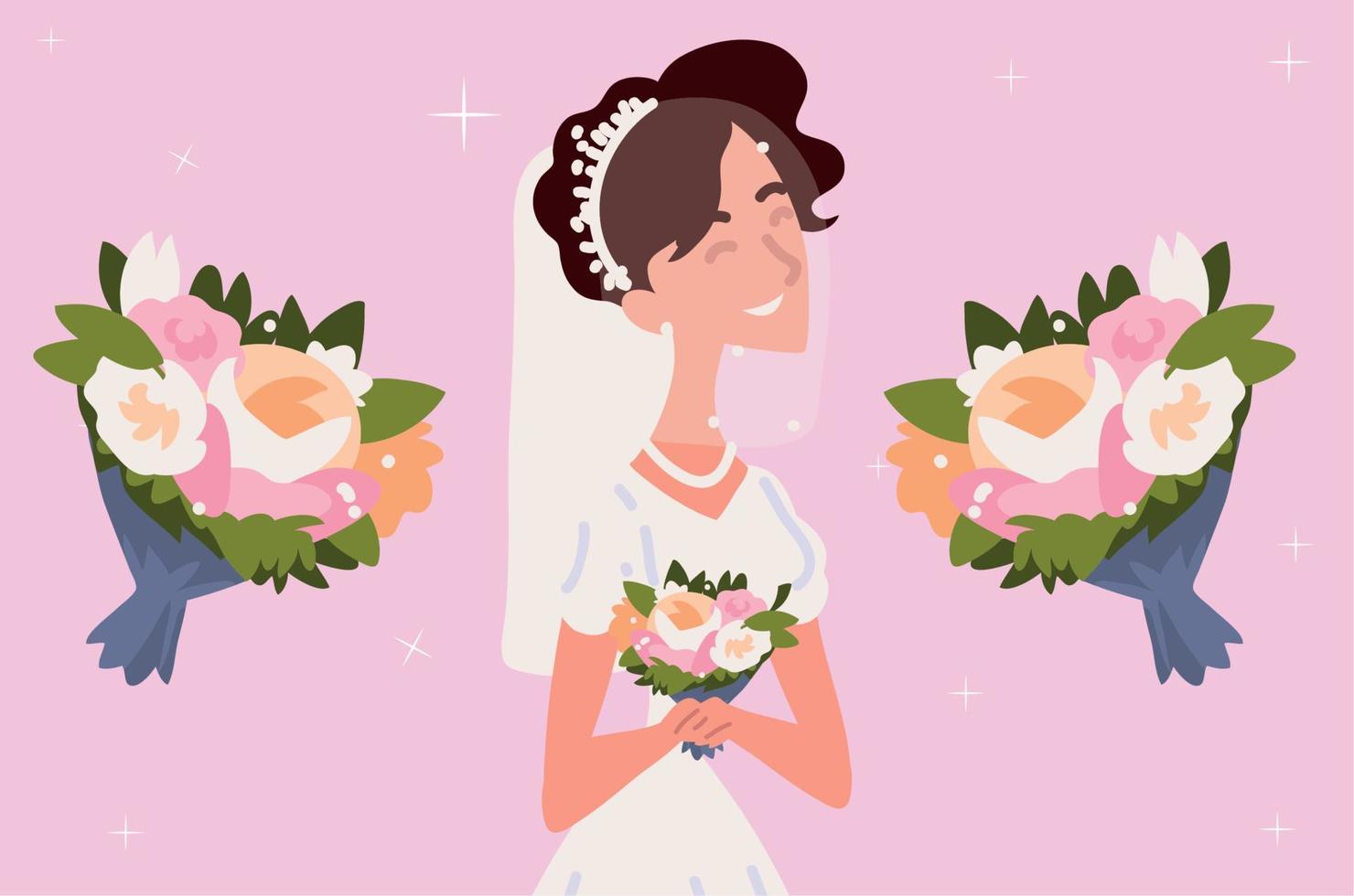 beautiful wedding bride vector