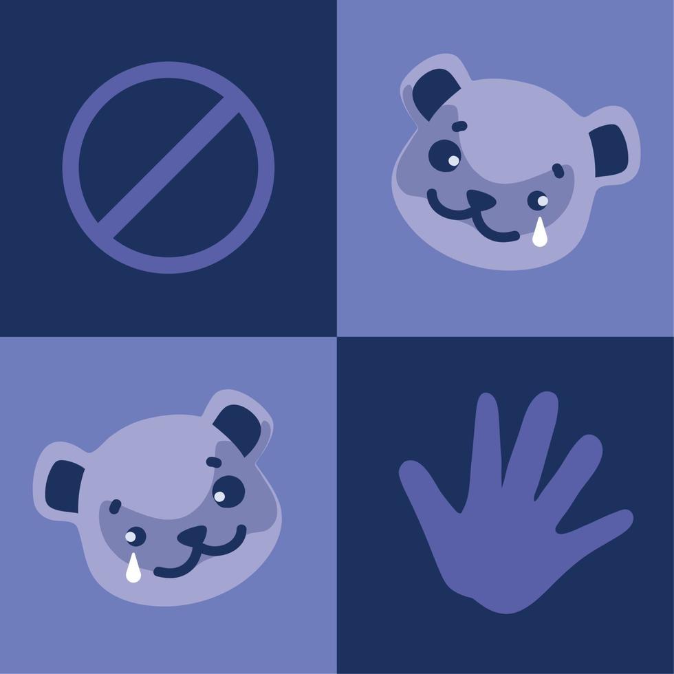 national child abuse icon collection vector