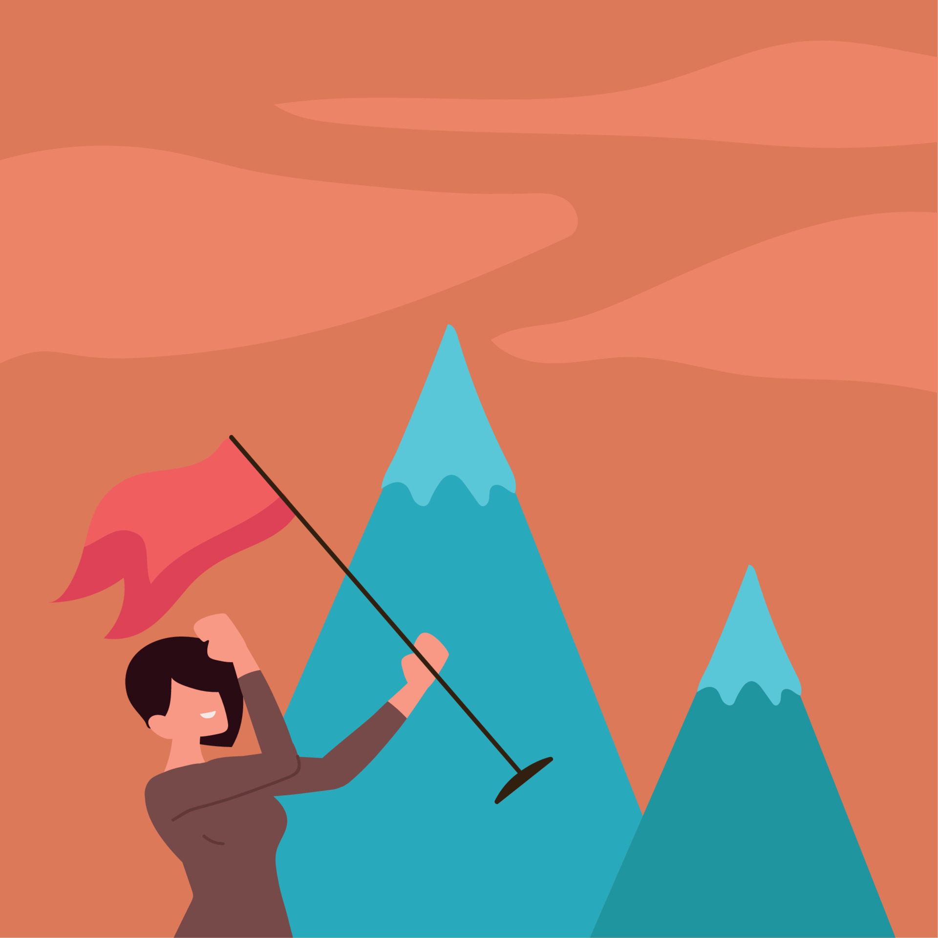 successful woman with flag 11131348 Vector Art at Vecteezy