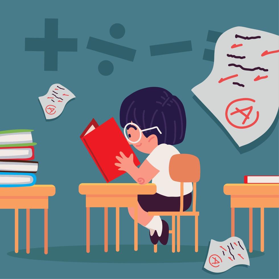 school boy reading book vector