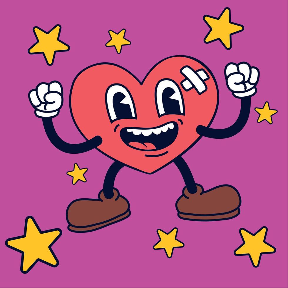 funny heart cartoon retro vector