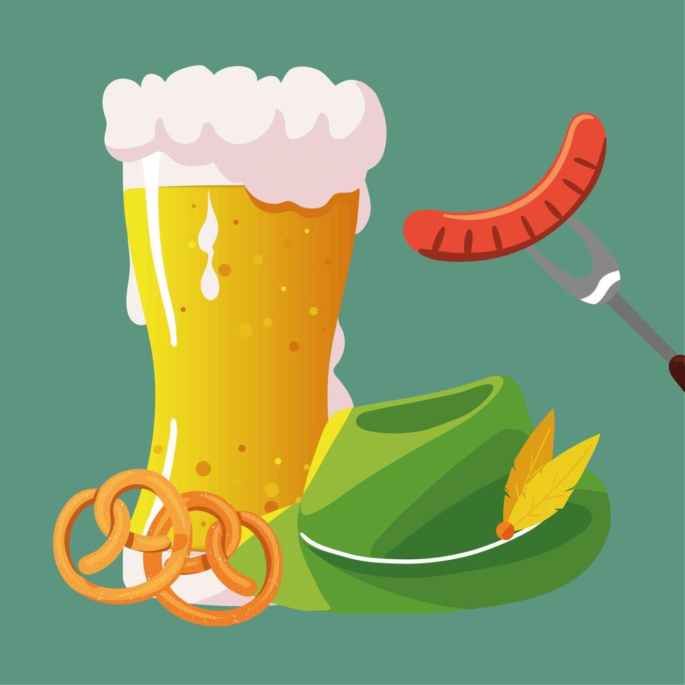 oktoberfest drink and food vector