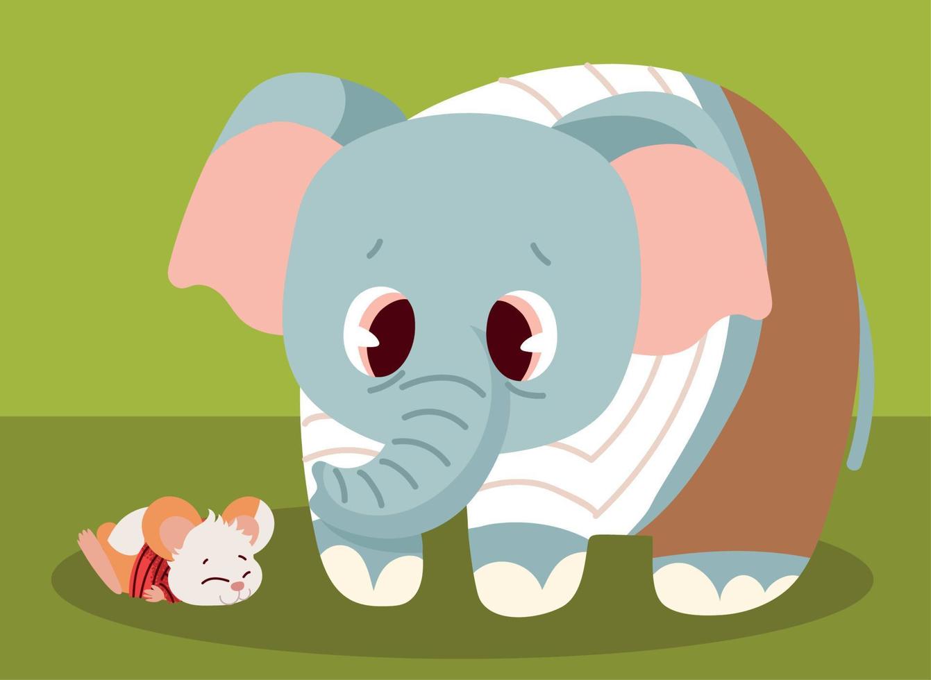 cute elephant and mouse vector
