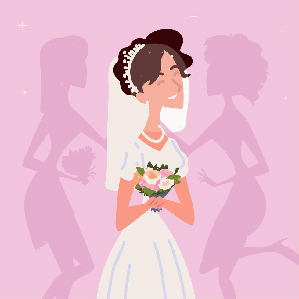 wedding bride and friends vector