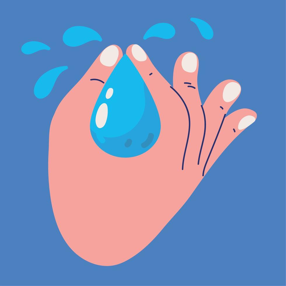 gota de agua en la mano vector