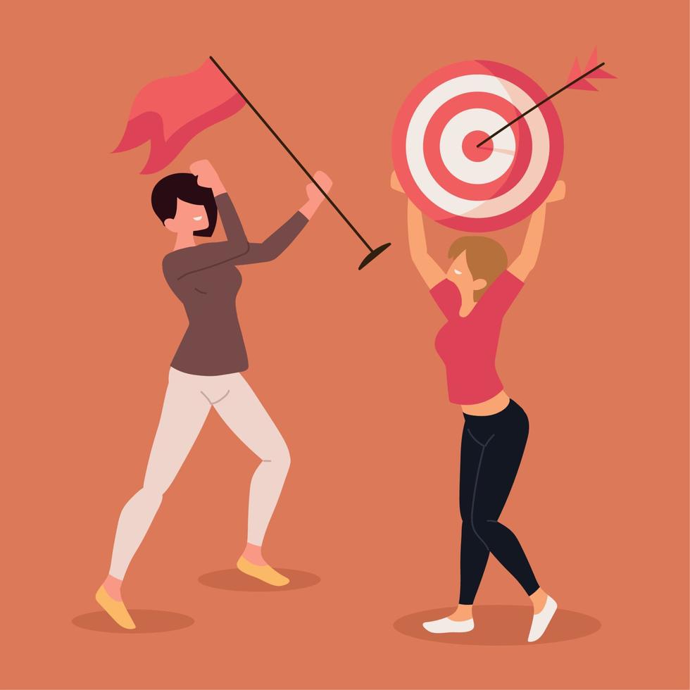 women with target and flag vector