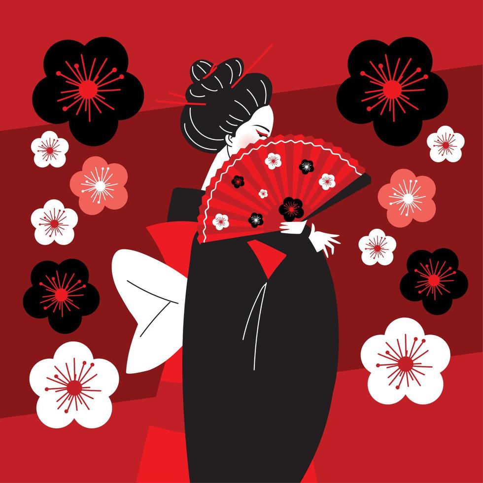 japanese character geisha vector