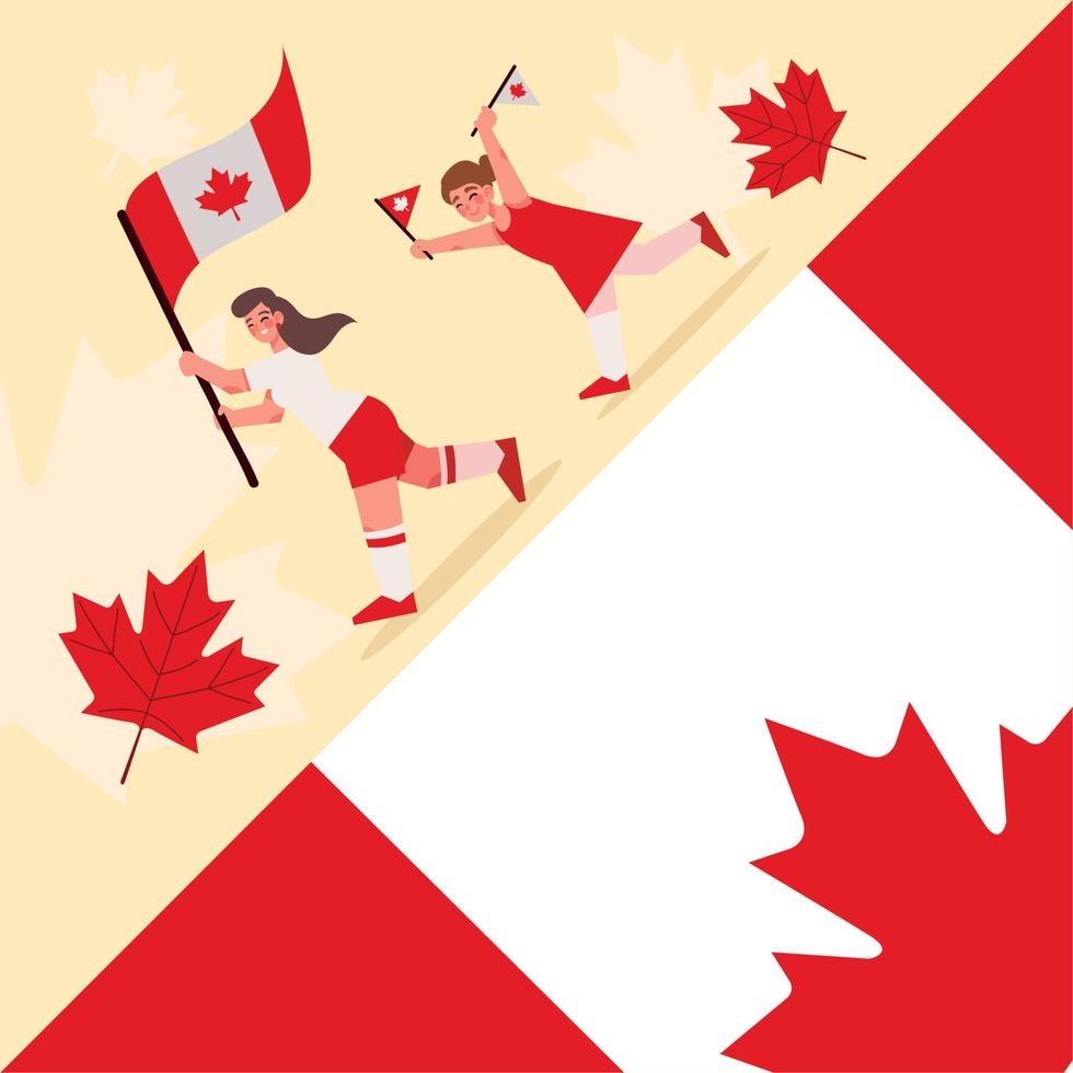woman and girl canada day vector