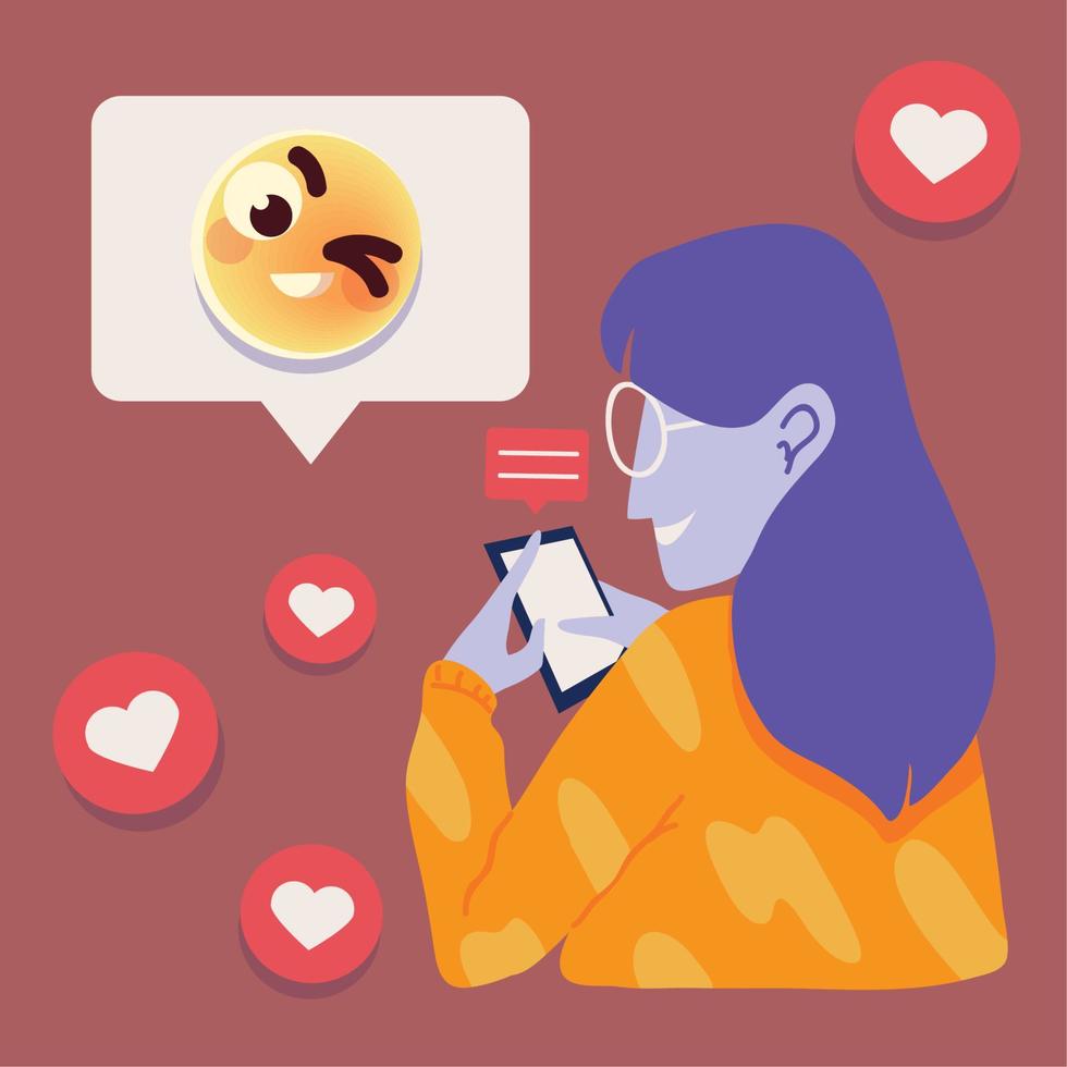 woman using smartphone vector