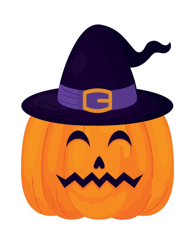 calabaza de halloween con sombrero vector