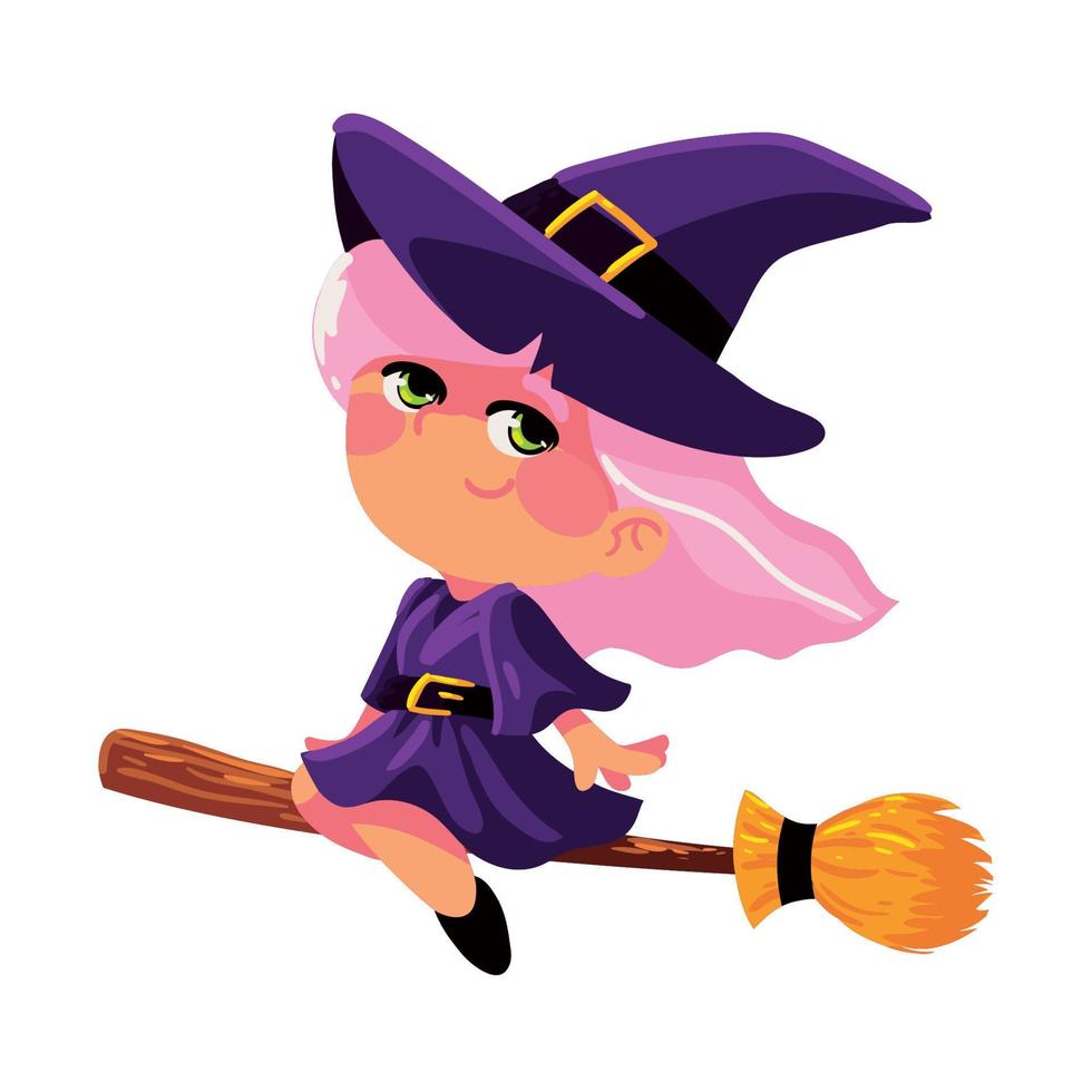 witch on broom, halloween vector