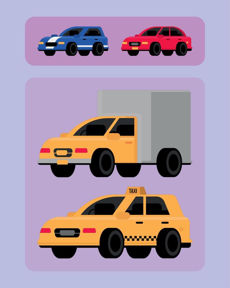 conjunto de carros de transporte vector