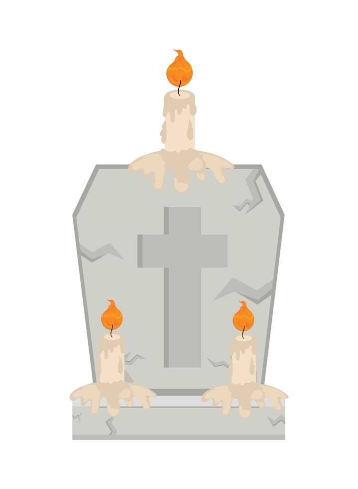 halloween gravestone with candle vector