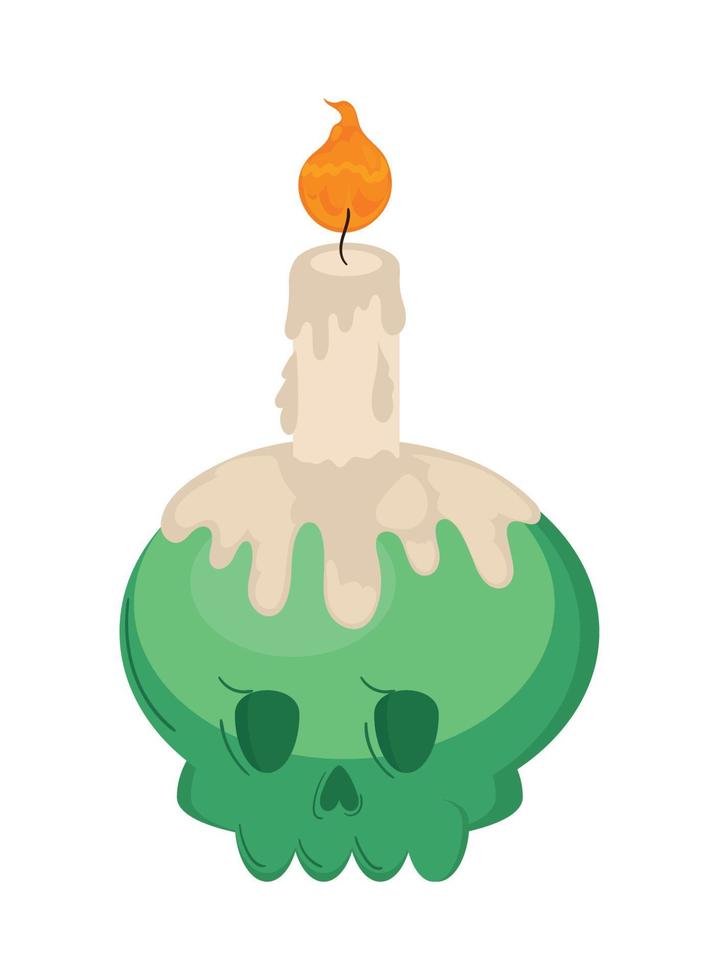halloween skull with candle vector