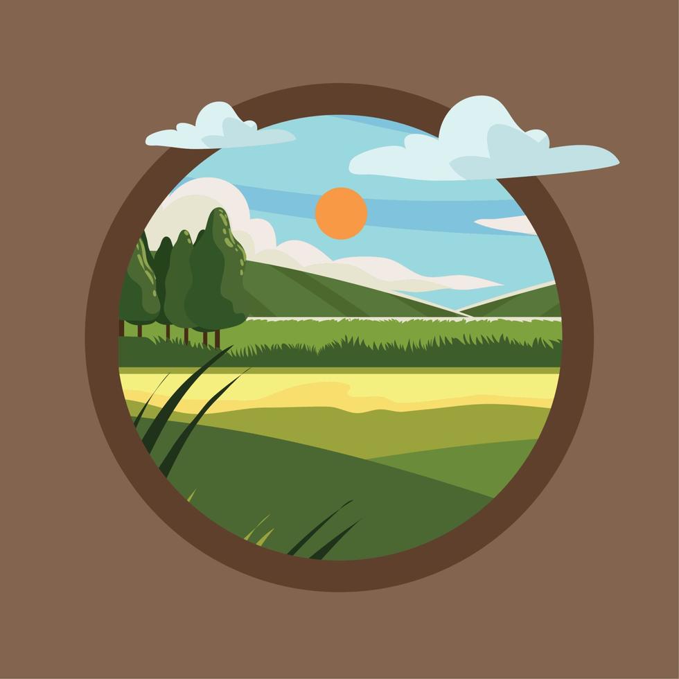 landscape rural label vector