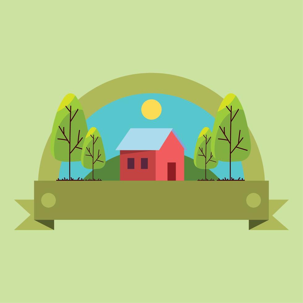 rural house and trees vector