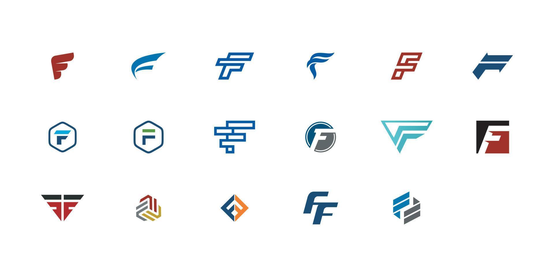 set of initial letter f logo design vector