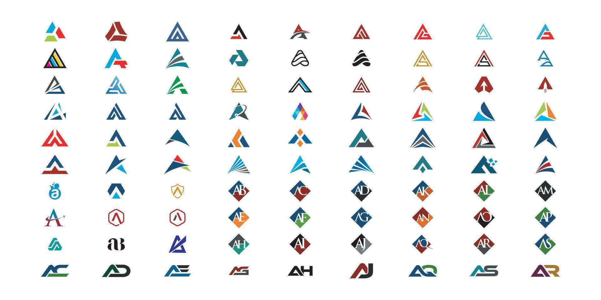 Logos with the letter a, collection vector
