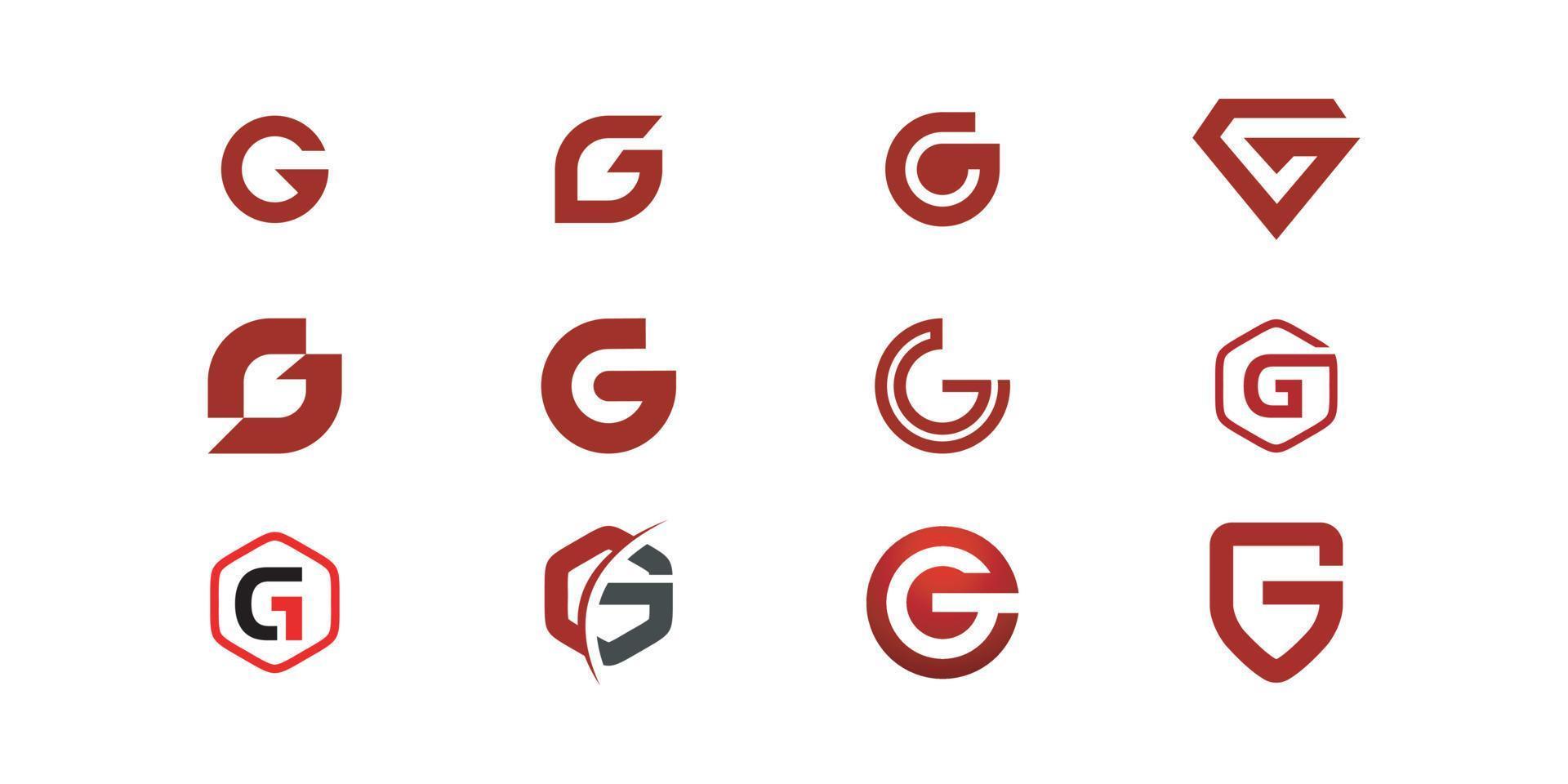 conjunto de vector de diseño de logotipo de letra inicial g