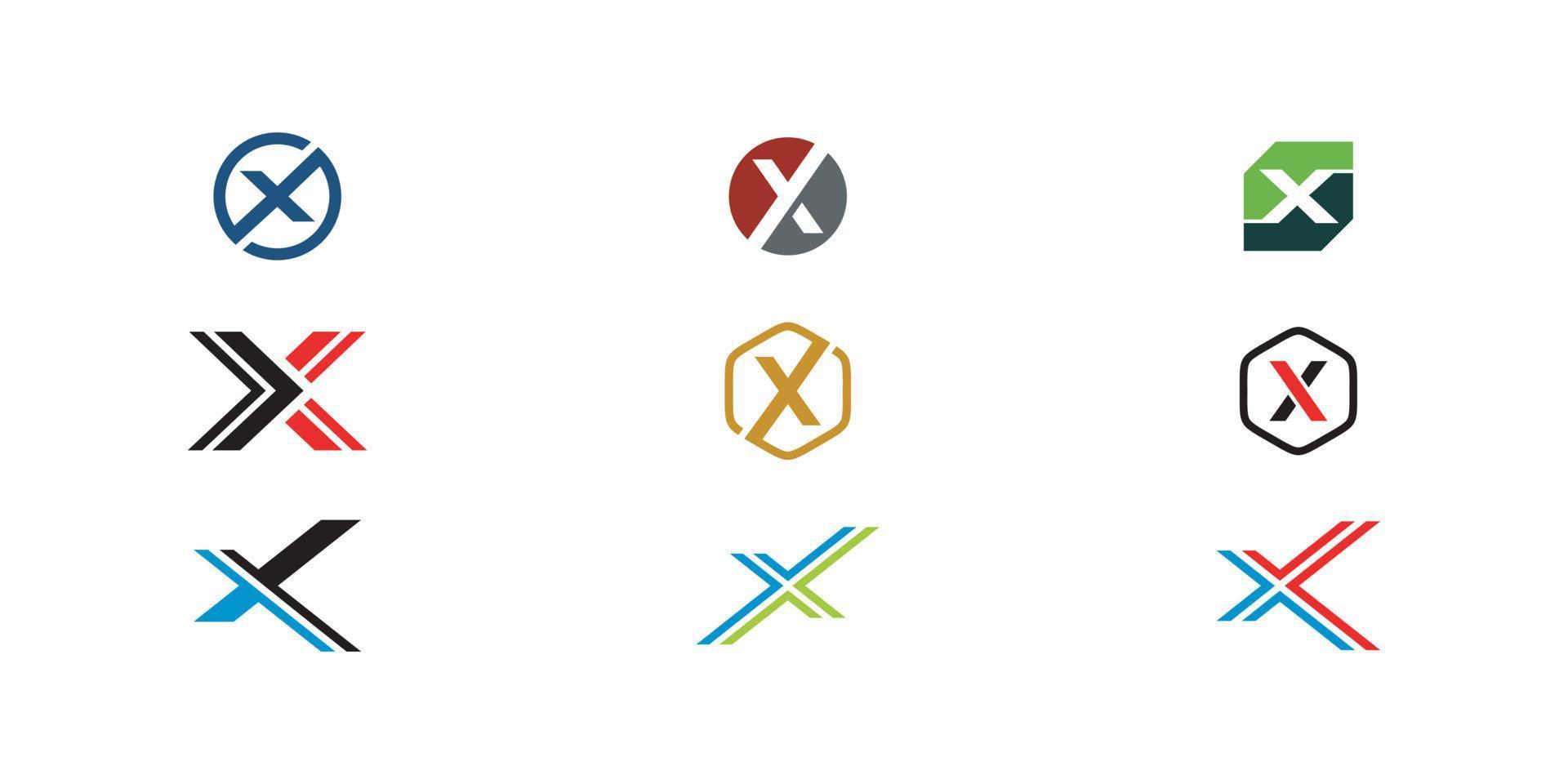 conjunto de vector de diseño de logotipo de letra inicial x