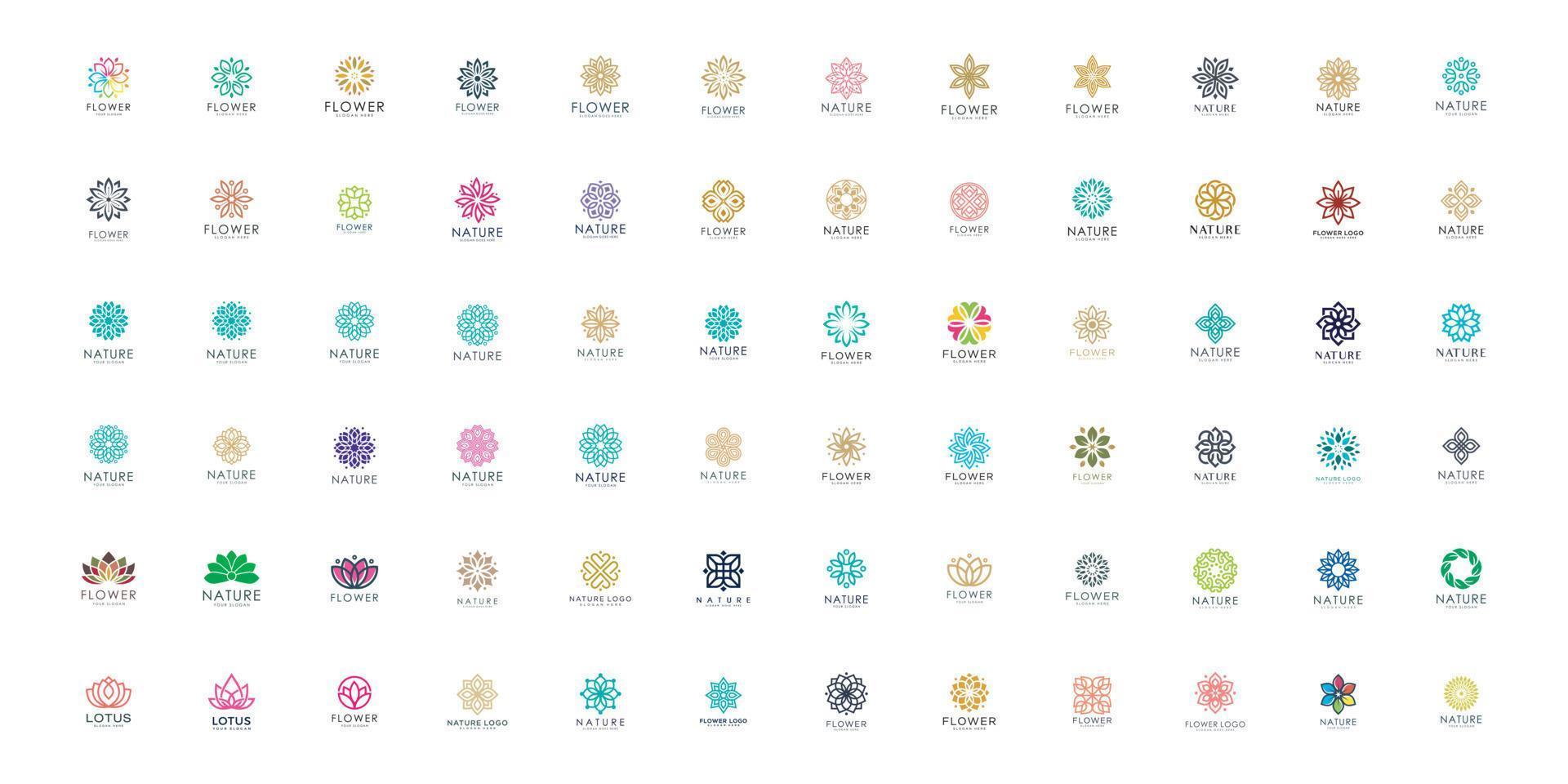 Flower icons collection logo design vector