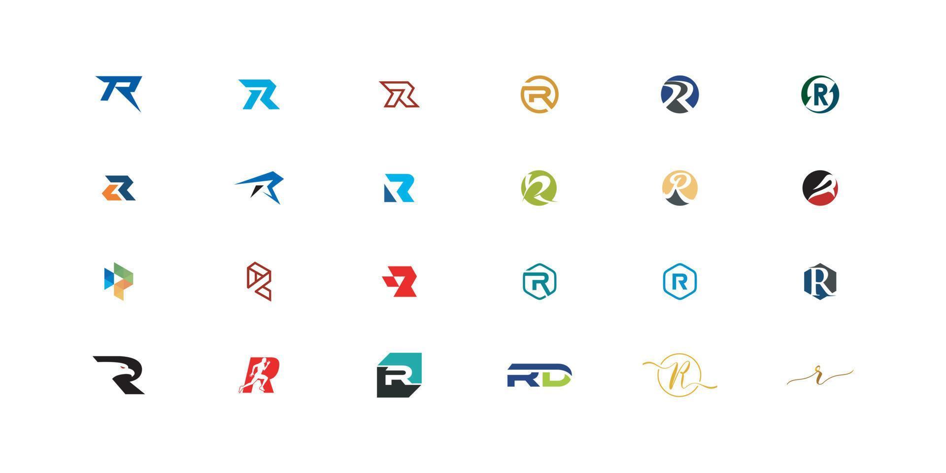 set of initial letter r logo design vector