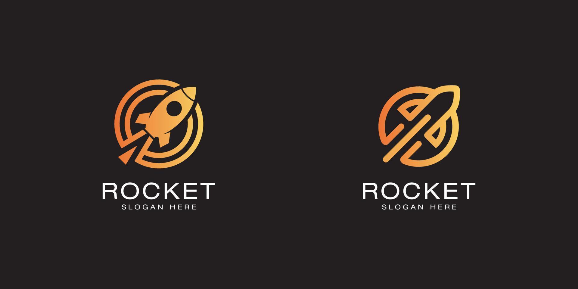 estilo de línea de colección de logotipo de cohete vector